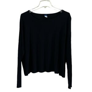 Old Navy Drop Sleeve Crop Luxe Shirt Black Size Medium Stretch